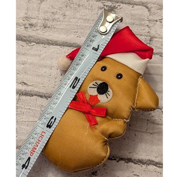 Vtg Cloth Bear with Santa Hat with Clip - Picture 5 of 5